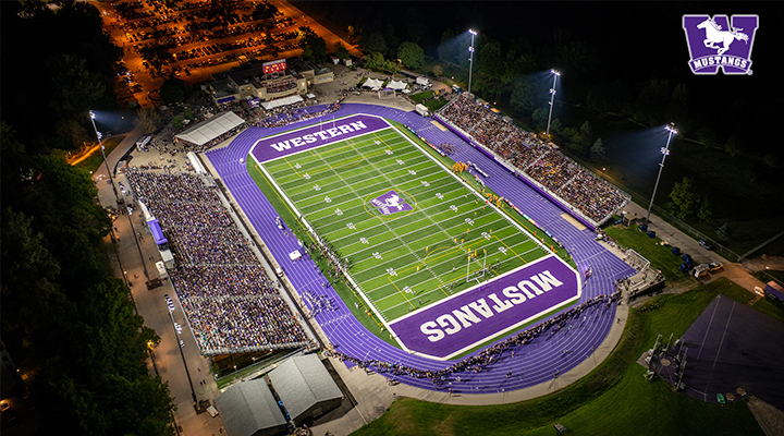 Aerial view of the mustang stadium